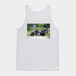 Motorcycle With American Flag Tank Top